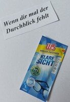 der Satz "wenn dir mal der Durchblick fehlt" neben einem Brillenputztuch