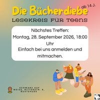 Post mit dem nächsten Treffen der Bücherdiebe am 14. September um 18 Uhr