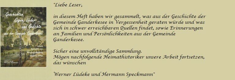 Werner Lüdeke, Hermann Speckmann Geschichten, Sagen, Lieder und Gedichte 
aus der Gemeinde Ganderkesee

Eigenverlag, 2018

EUR 13,95