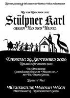 Werbeplakat zur Lesung Kai von Kindleben "Stülpner Karl - ...gegen Tod und Teufel"