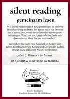 Flyer silent reading April bis Juni 2026