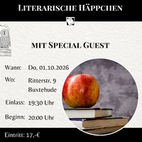Einladungsbild für unsere Veranstaltung der literarischen Häppchen am 01.10.2026
