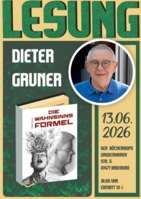 grünes Plakat zur Lesung von Dieter Gruner