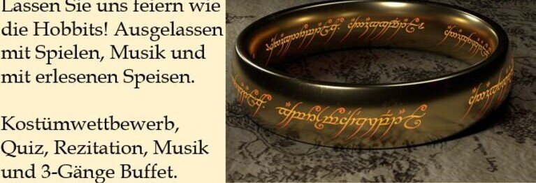 Mittelerde - Abend am 11. Oktober Für Erwachsene und Kinder ab 14 Jahre, gern im Kostüm kommen.