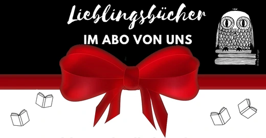 Bild "Lieblingsbücher im Abo von uns" mit roter Schleife