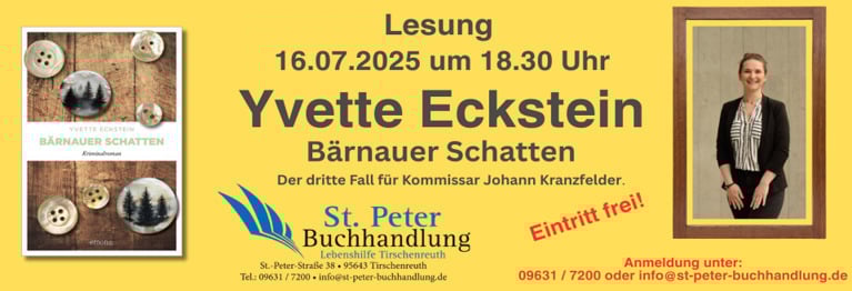 Buchcover von Bärnauer Schatten und Bild der Autorin + Lesungstermin