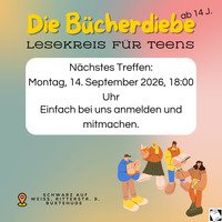 Post mit dem nächsten Treffen der Bücherdiebe am 14. September um 18 Uhr