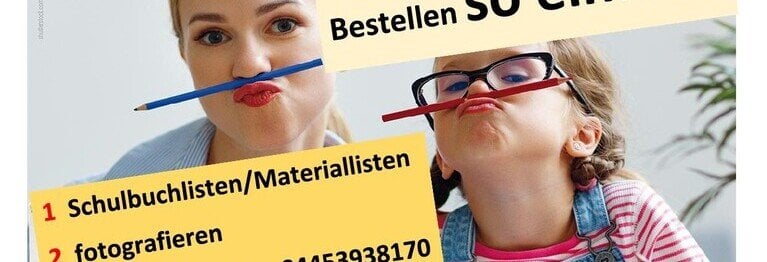 Wir kümmern uns ! Schulbuchlisten einfach bei uns abgeben
oder per mail: info@luebben-zetel.de
oder per WhatsApp: 04453-938170
oder einfach hier online bestellen.