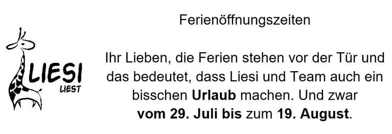 Sie können bei uns telefonisch oder per Mail bestellen:
030/20 88 97 34
liesi@liesi-liest.de