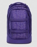 lila Satch Schulrucksack mit reflektierendem Emoji-Druck