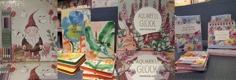 Der Frühling bringt frischen Wind und bunte Farben zu uns in die Buchhandlung!
Bei uns findet ihr nicht nur Bücher, sondern auch besondere Papeterie- und DIY-Artikel für Kinder und Erwachsene.