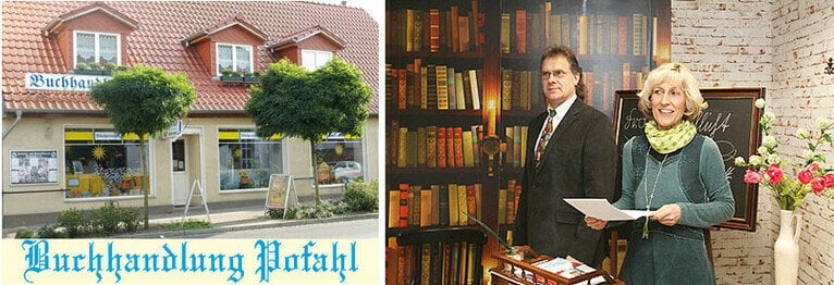 Beate und Mario Fohrenkamm freuen sich auf Ihren Besuch in der Buchhandlung Pofahl in Torgelow 