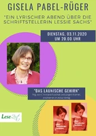 Lyrischer Abend mit Gisela Pabel-Rüger (ACHTUNG: NEUER TERMIN!)