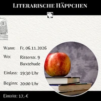 Einladungsbild für unsere Veranstaltung der literarischen Häppchen am 06.11.2026