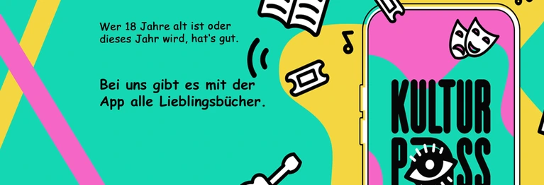 Logo für den Kulturpass mit dem 18-Jährige bei uns bezahlen können