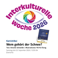 Buch Wem gehört der Schnee, Logo Interkulturelle Wochen