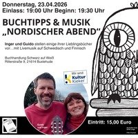Plakat für den Nordischen Abend 23.04.2026 bei uns in der Buchhandlung