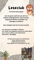 Flyer zum Buchclub mit den selben Informationen wie im nebenstehenden Text