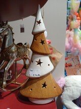 Tannenbam, weiß/Holz aus Kunststein 30 cm