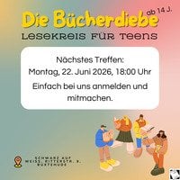 Post mit dem nächsten Treffen der Bücherdiebe am 22. Juni um 18 Uhr