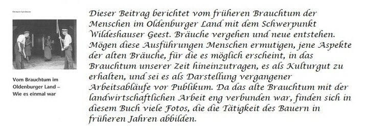 Hermann Speckmann Vom Brauchtum im Oldenburger Land - 
Wie es einmal war

Isensee Verlag, 2017
ISBN: 978-3-7308-1386-7
EUR 9,90