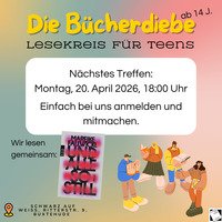 Hintergrundbild mit dem neuen Termin am 20.4.2026 für die Bücherdiebe