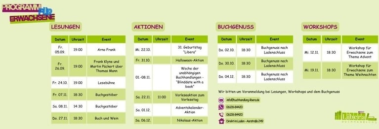alle Veranstaltungen, Workshops und Aktionen auf einen Blick