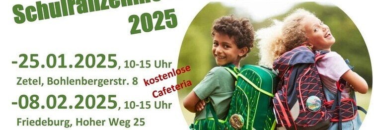 Schulranzenmesse 2025 ...wie immer top Beratung und tolle Angebote
-riesige Auswahl der neusten Schulranzen
-individuelle Fachberatung für ihr Kind