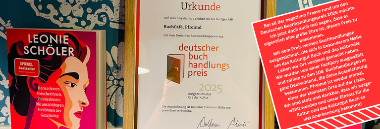 Deutscher Buchhandlungspreis in der Kategorie "Hervorragende Buchhandlung 2025"!