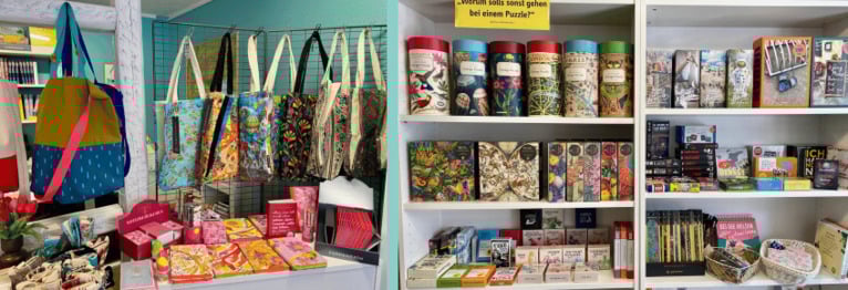 Teilansicht innen mit Taschen und Puzzles