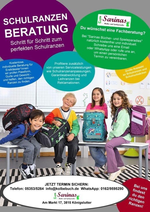 Hier klicken für einen Termin zur Schulranzenberatung