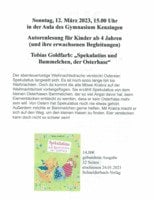 Autorenlesung Tobias Goldfarb: "Spekulatius und Bammelchen, der Osterhase"